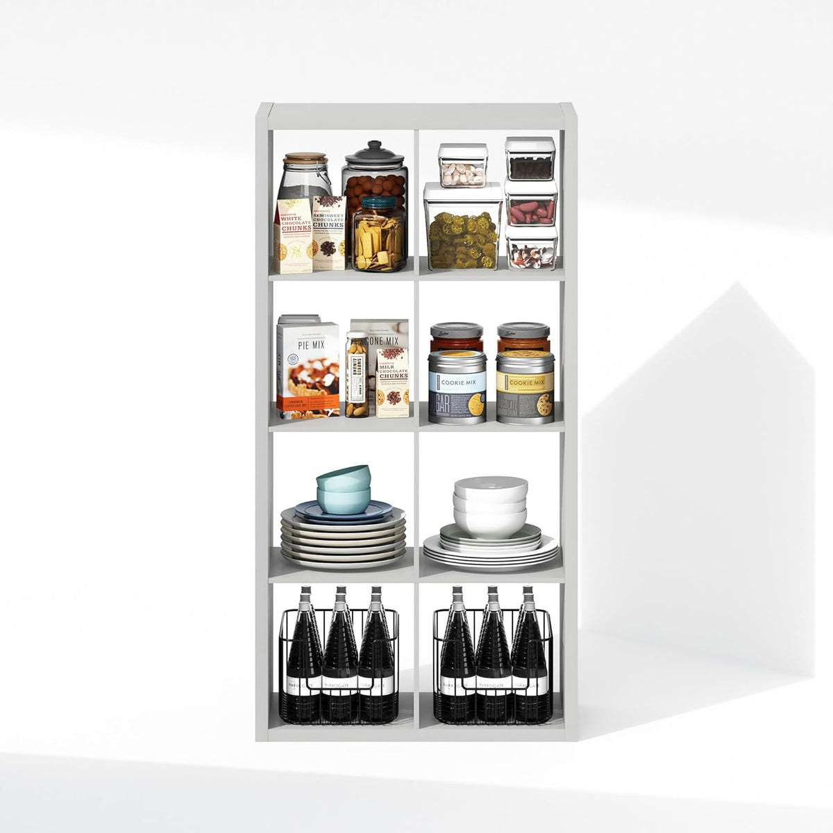 Furinno Cubic Organisateur de Placard 8 Cubes, étagères Ouvertes, Structure Extra épaisse pour penderie, Chambre, Salon, Gris Clair