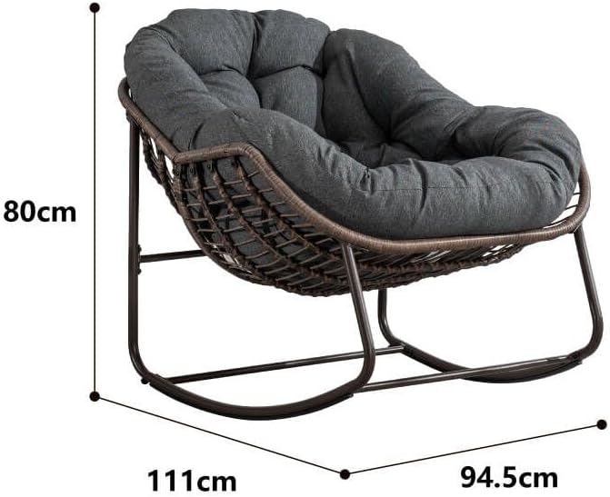 OKMYHOME Jardin - Fauteuil Suspendu à Bascule pour Balcon et Terrasse, Cadre en Acier Robuste avec Coussin en Coton, 94,5x111x80 Cm - Beige