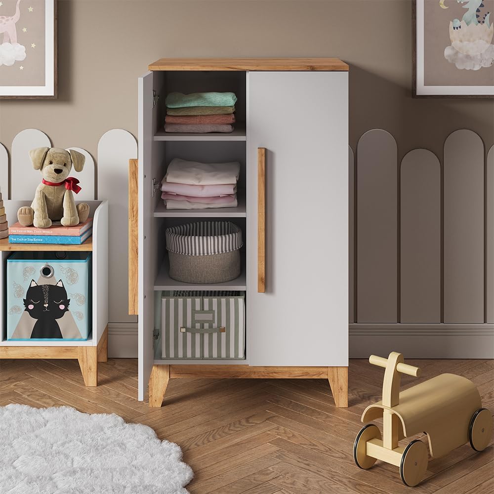 VitaliSpa Armoire pour Enfants Malia, Blanc/Artisan, 70x120cm