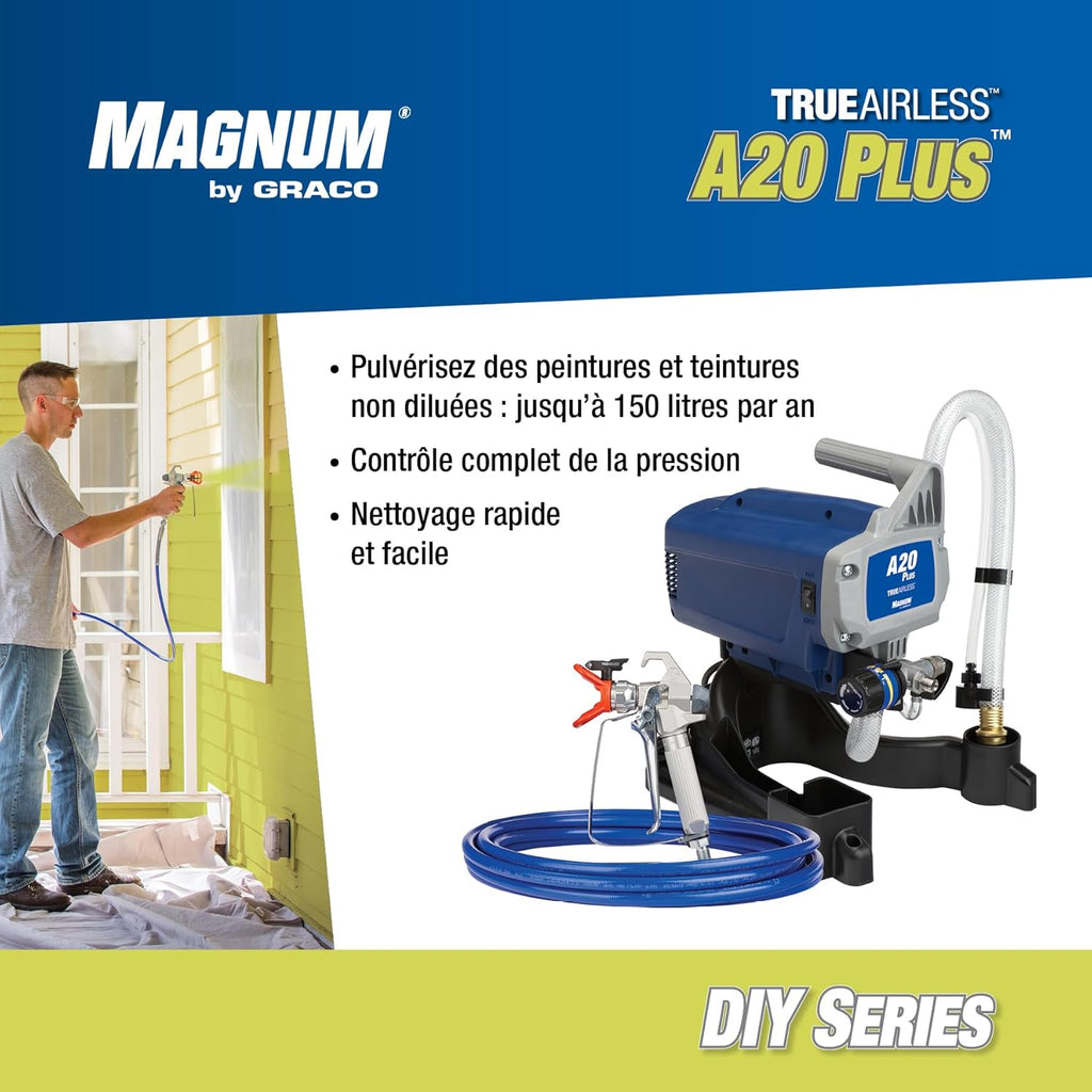 Magnum by Graco 17C243 Pistolet à Peinture airless A20 Plus, Usage Domestique (débit 0,9 l/Min, Pression Max. 207 Bars), Bleu