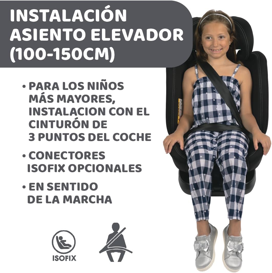 Chicco UnicoEvoI-Size, Siège Auto 0-36 Kg, homologué ECE R129/03, Isofix 360° pivotant et inclinable, Groupe 0+/1/2/3 De 0 à 12 ans, Black