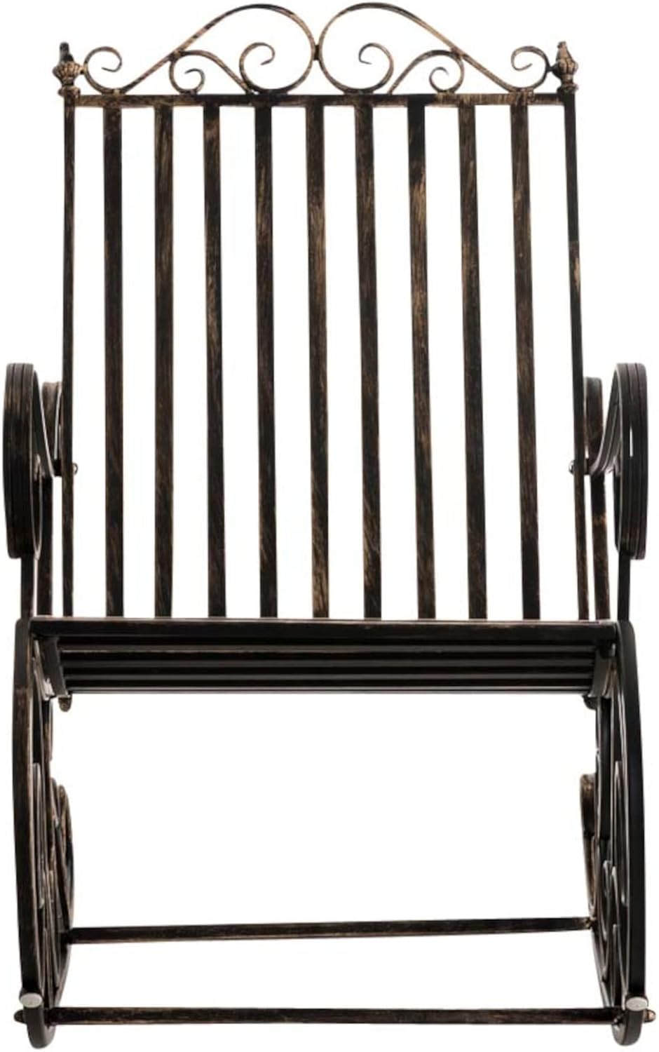 CLP Lot De 2 Fauteuils A Bascule en Fer Forgé Smilla I Rocking-Chair D'Extérieur avec Dossier Haut Et Accoudoirs, Couleur:Bronze