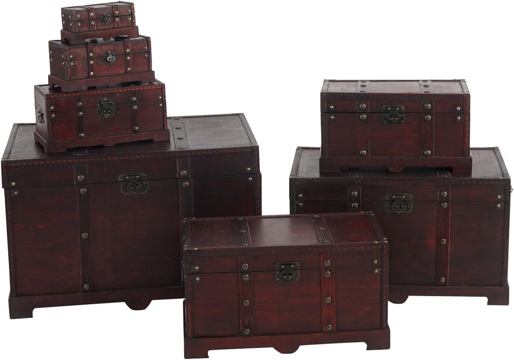 Mendler Coffre bois de décoration Valence aspect antiquité 49x77x47cm carré