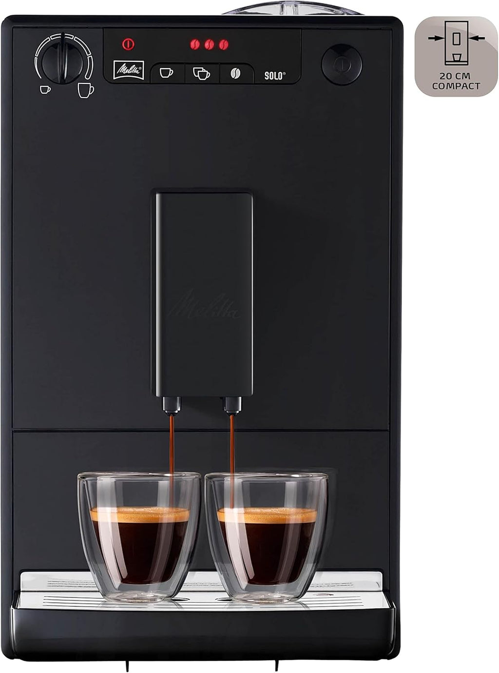 Melitta Caffeo Solo, 1.2L, Noir Pure Black, E950-222, Machine à Café et Expresso Automatique avec Broyeur à Grains