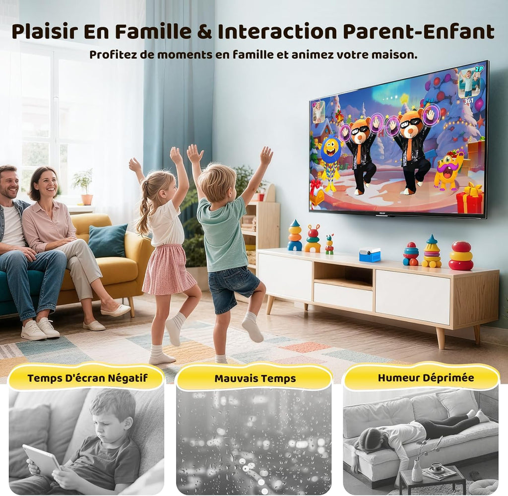 KINHANK MotionX Consoles de Jeux à Détection de Mouvement, Système de Jeu Vidéo Plug&Play pour Interactif Parent-Enfant, Sans abonnement & Manette,Jouet Cadeau pour garçons et Filles à partir de 3 Ans