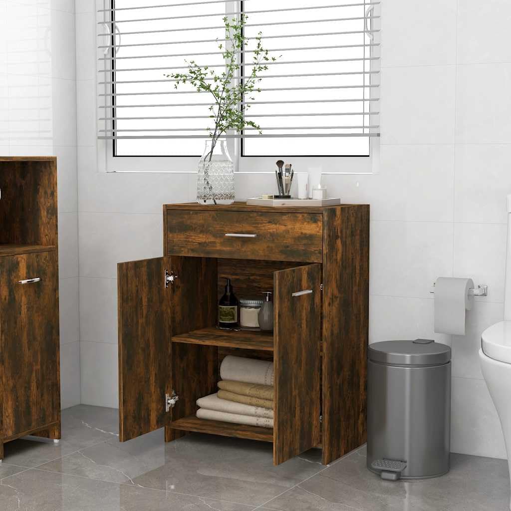 WSJHUHK Meubles, ensembles de meubles, ensembles de meubles de salle de bain, armoire de salle de bain, chêne fumé, 60 x 33 x 80 cm, bois d'ingénierie