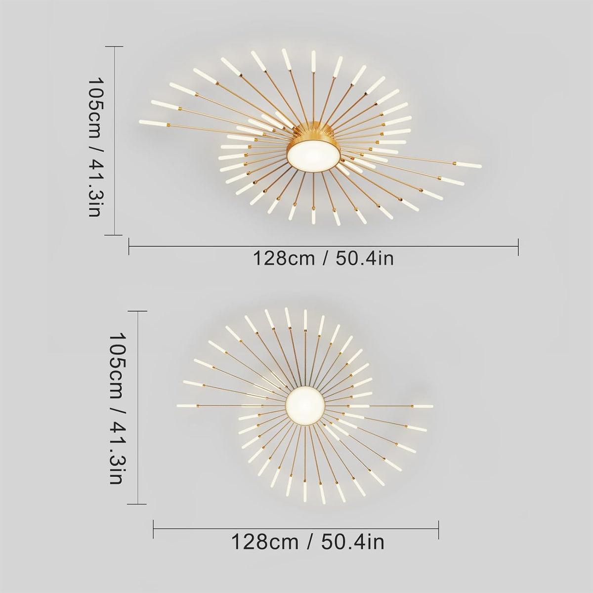 RRBEST Plafonnier LED Moderne Pour Salon,Acrylique Luminaire Plafonnier,Intérieur Design lampes de décoration pour salon chambre à coucher et salle à manger Or,42+1 Tête
