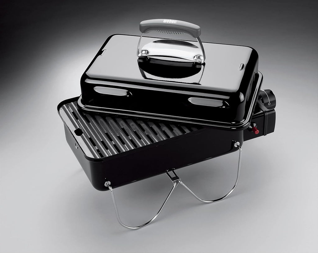 Weber Barbecue à gaz Go-Anywhere/Barbecue Portable, Pieds repliables, allumage piezo, revêtement Durable, Barbecue de Camping léger et Compact pour l'extérieur, Surface de Cuisson 42 x 26cm, Noir
