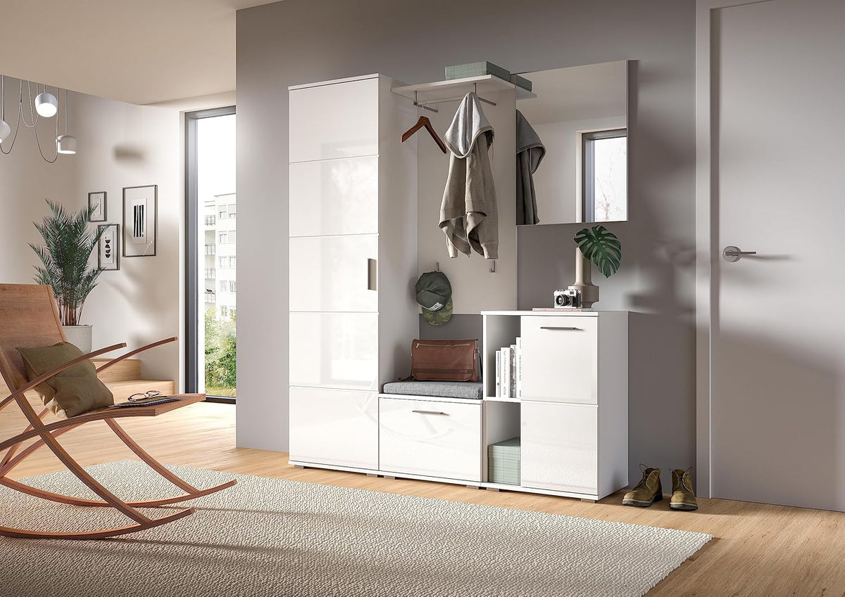 xonox.home X98A9G09 Combinaison vestiaire 55 x 191 x 37 cm en Blanc Imitation et Blanc Brillant