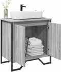 LLEZKBR Ensemble de meubles de salle de bain - Meuble d'évier de salle de bain - Gris Sonoma - 60 x 35 x 60 cm - Bois d'ingénierie