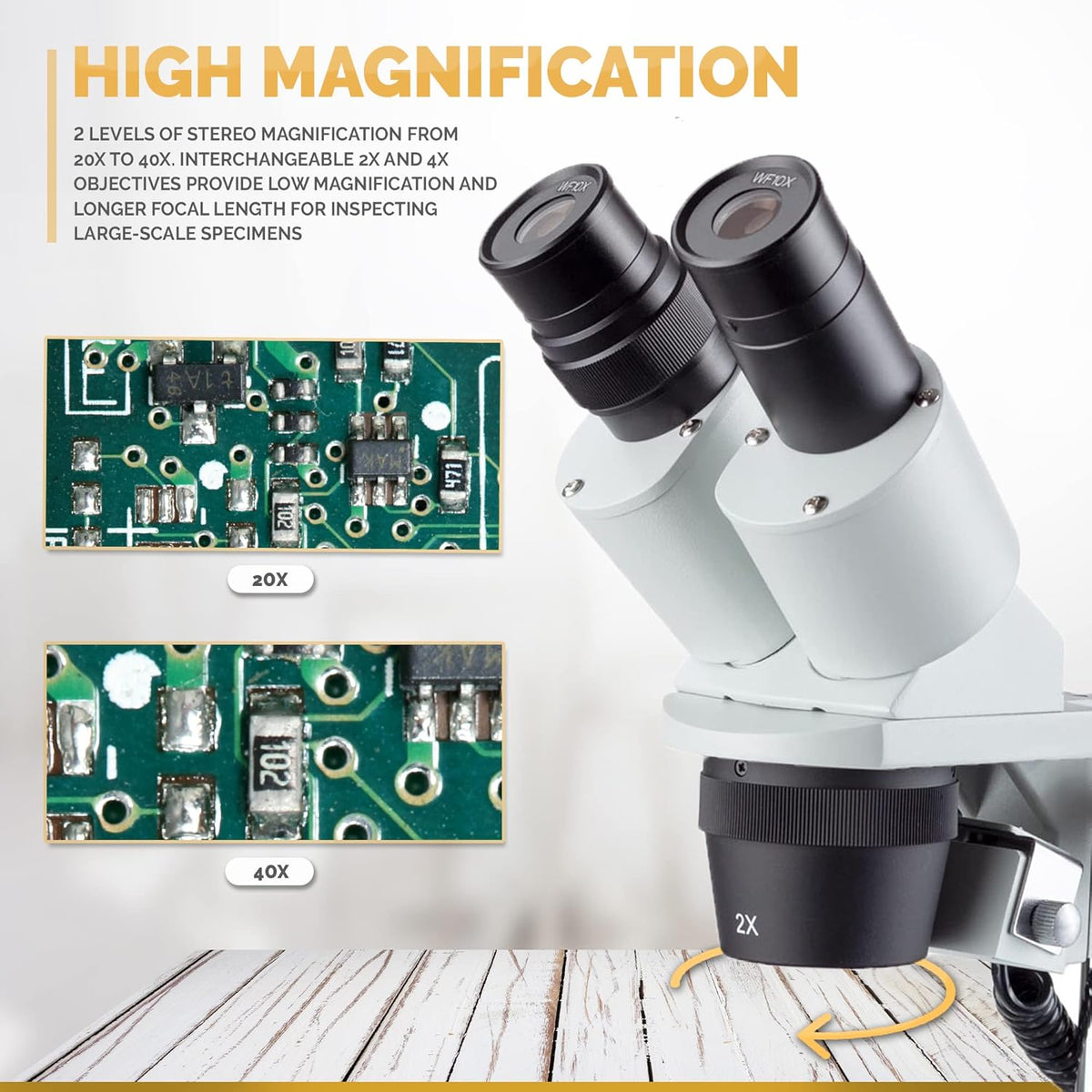 AmScope - 20X-80X LED sans Fil Stereo Microscope Cordless
