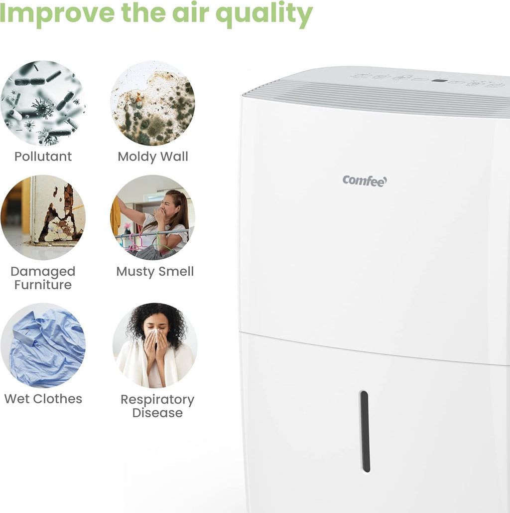 Déshumidificateur Connecté 20L/jour, 4 Modes, Deshumidificateur d air Silencieux, Sèche-Linge, Réservoir 3L, Pour pièce de 40㎡/100m³, MDDF-20DEN7-WF, Chambre, Garage, Fonctionne avec Alexa