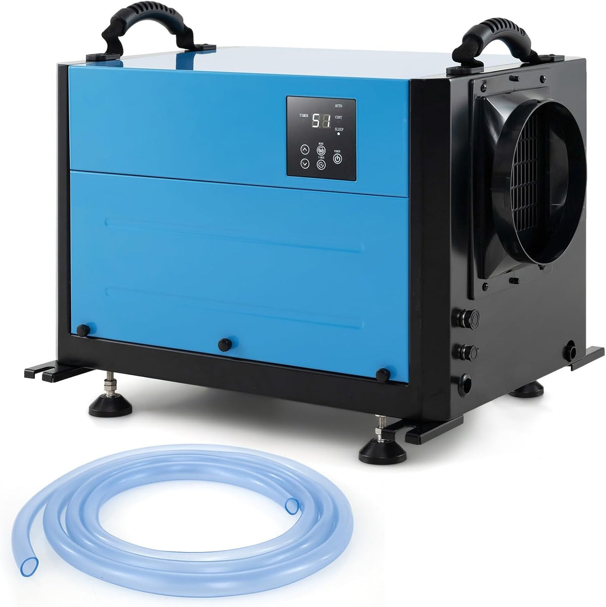 RELAX4LIFE Déshumidificateur Commercial 59L/J, Déshumidificateur Électrique avec Minuterie 24H et Mode Silencieux, Dégivrage Automatique, Tuyau de Drainage pour Maison Cave (59L/J,Bleu)