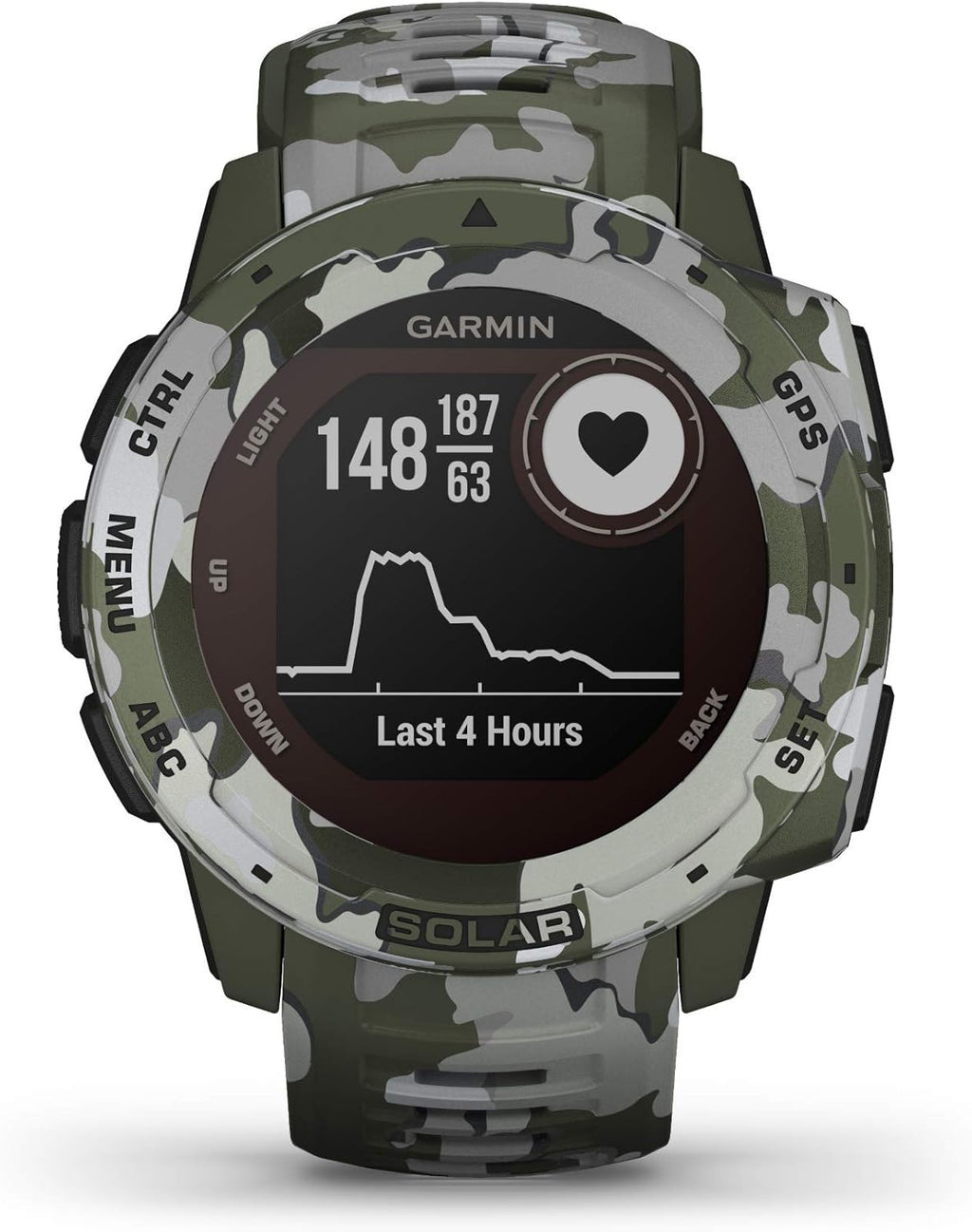 Instinct Solar Camo Edition - Montre GPS de plein air robuste avec chargement à l'énergie solaire - Lichen (Reconditionné)