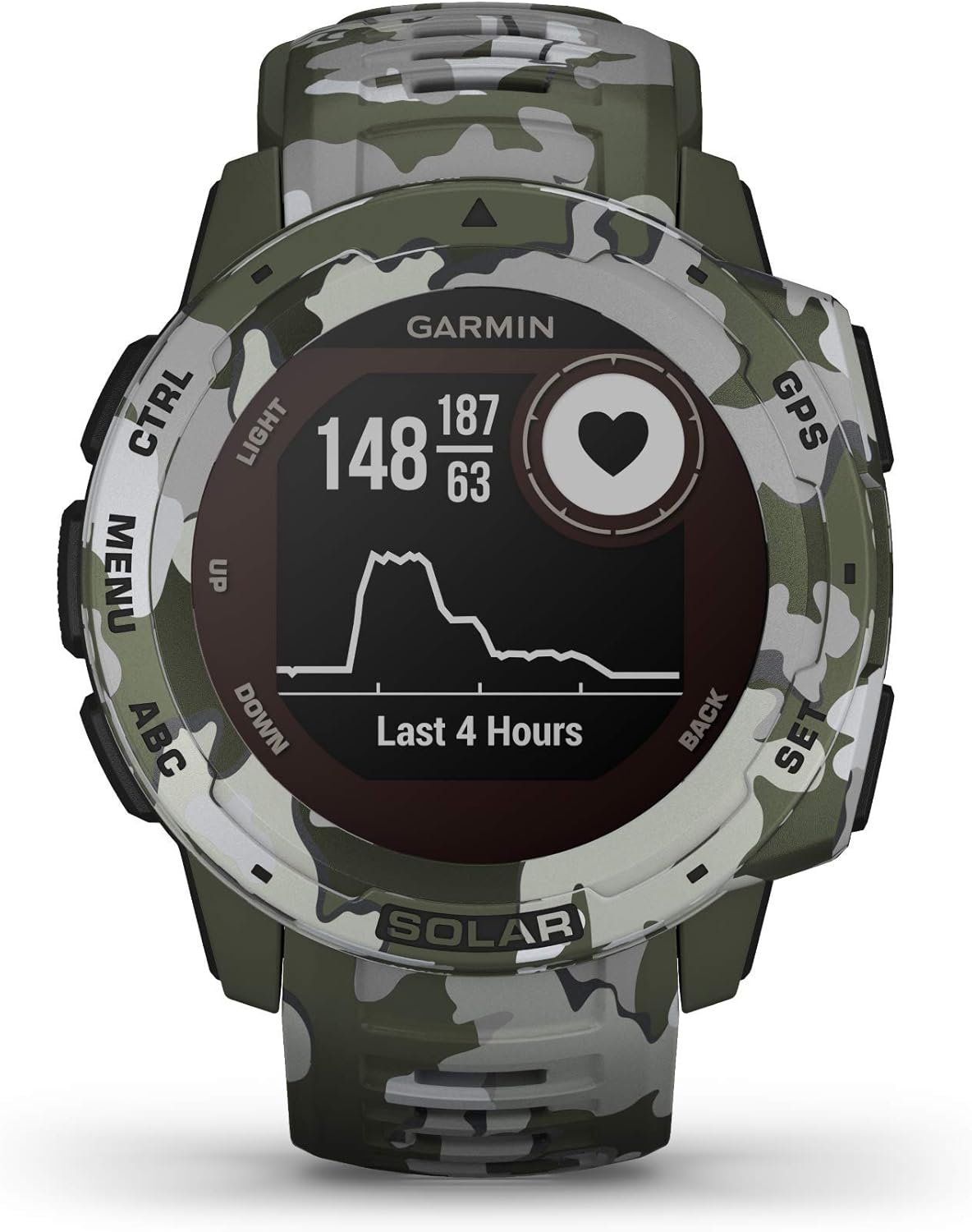 Instinct Solar Camo Edition - Montre GPS de plein air robuste avec chargement à l'énergie solaire - Lichen (Reconditionné)
