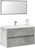 BOWEKAM Meubles, ensembles de meubles, ensembles de meubles de salle de bain, armoire de salle de bain avec miroir, béton gris, bois d'ingénierie