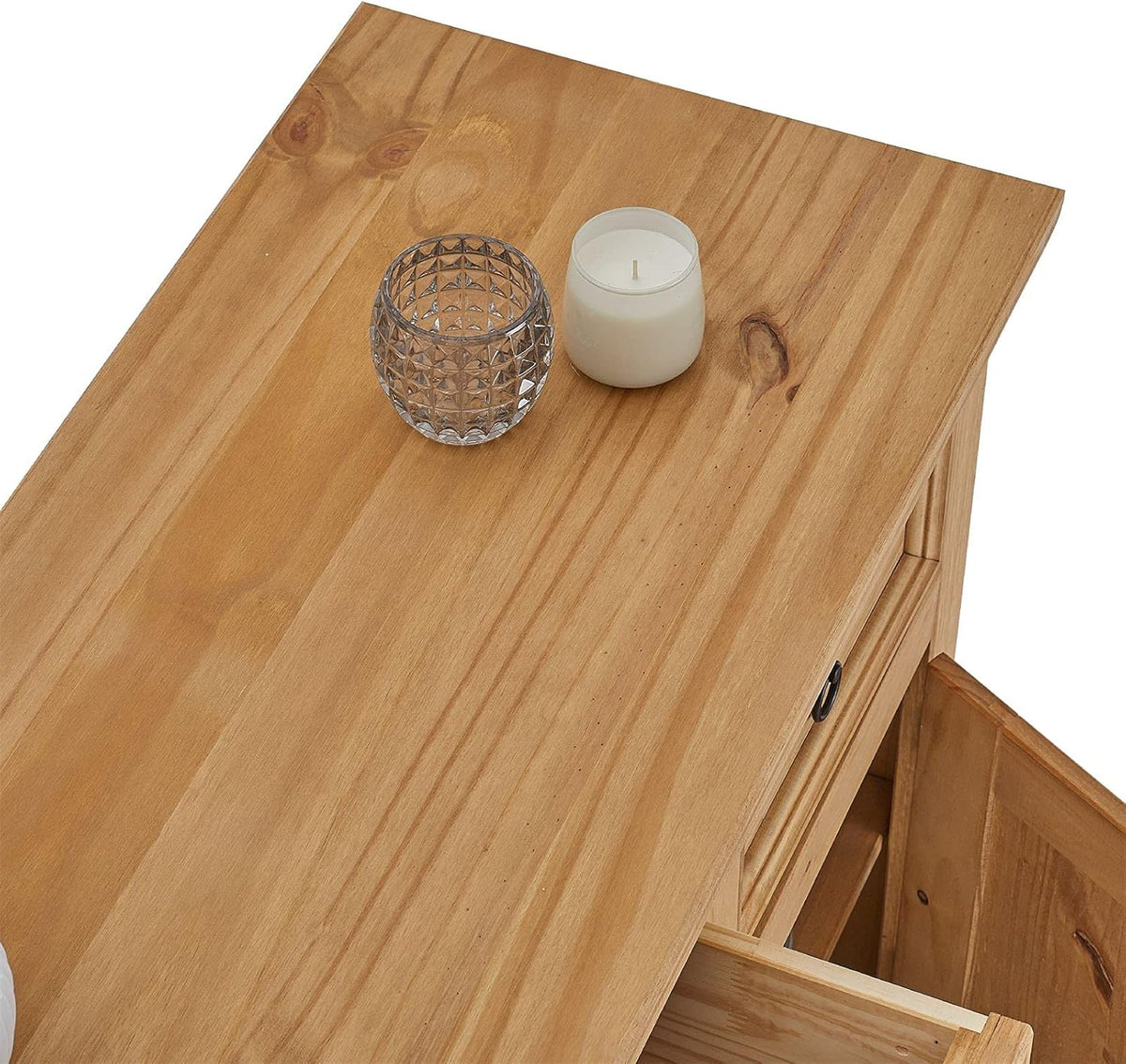 IDIMEX Buffet Salsa Commode bahut vaisselier en Bois Style Mexicain avec 2 Portes battantes et 2 tiroirs, en pin Massif Finition teintée/cirée