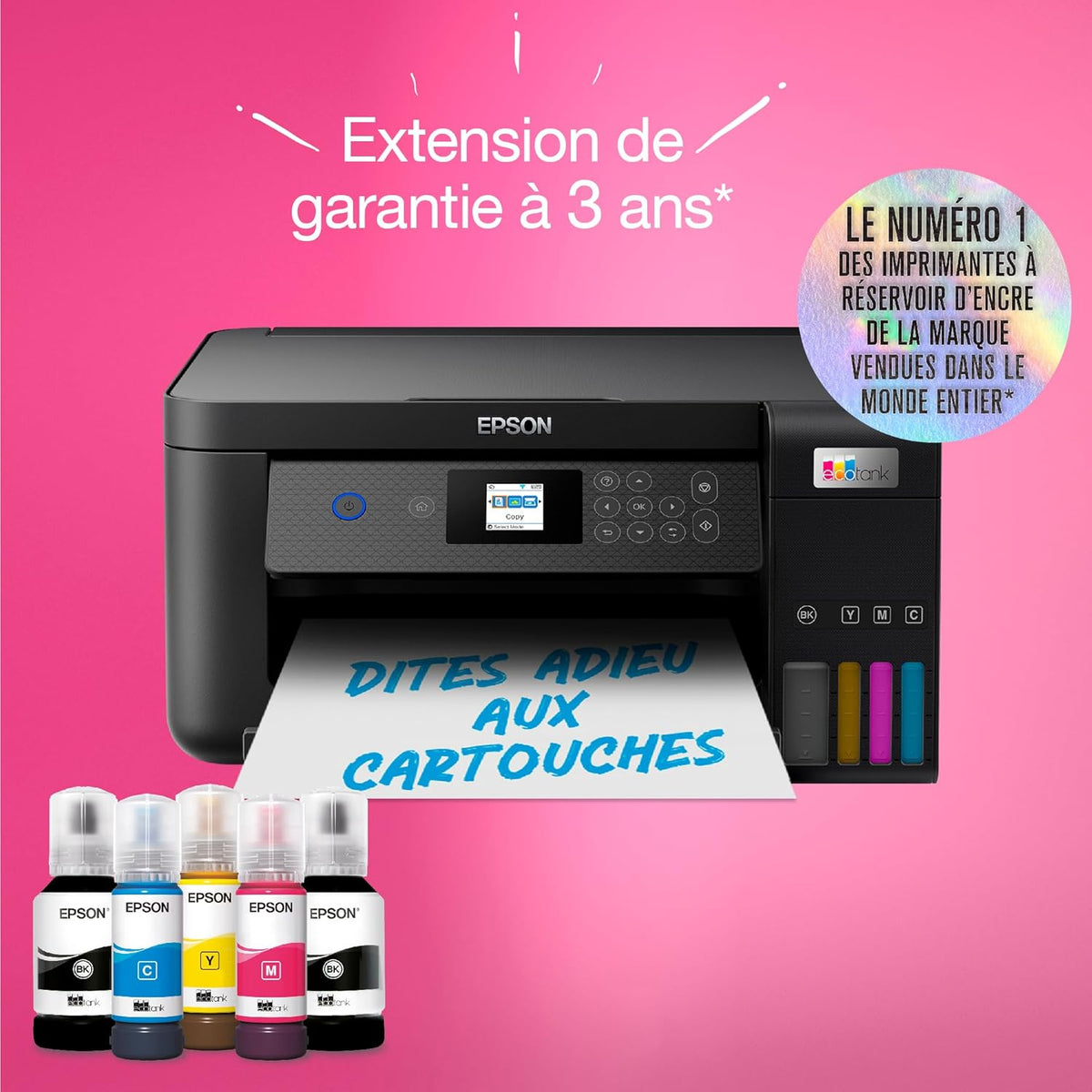 EcoTank ET-2850 A4 Imprimante Multifonction Wi-FI avec réservoir d'encre jusqu'à 3 Ans d'encre Incluse