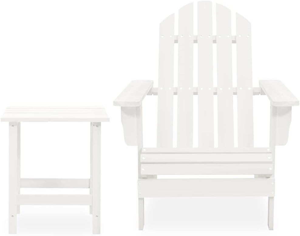 AJJHUUKI Ensemble de meubles d'extérieur - Chaise de jardin Adirondack avec table en bois de sapin massif Blanc