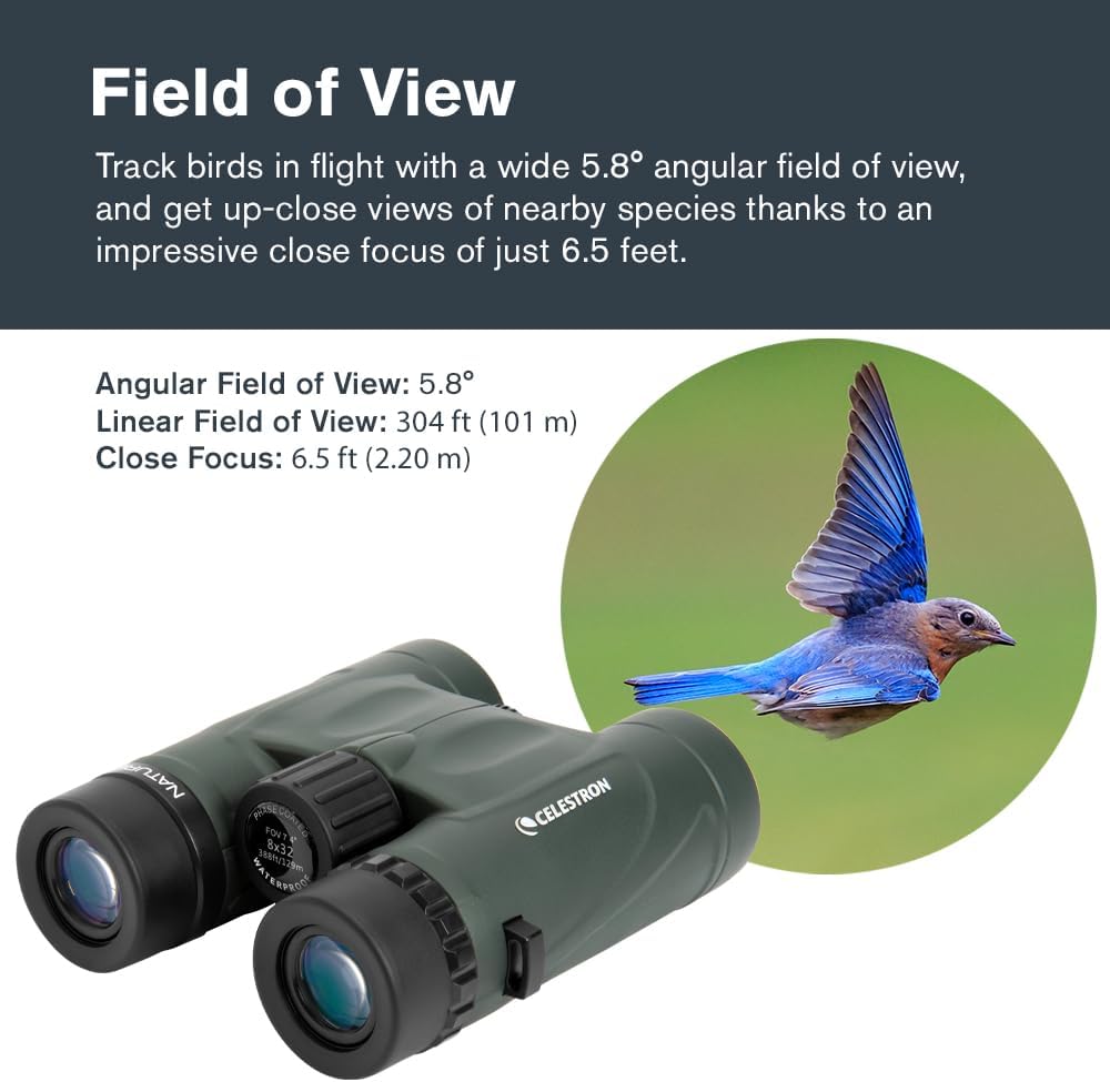 Celestron 71331 Nature DX 10x32 BaK-4 Prism Binoculars, Green