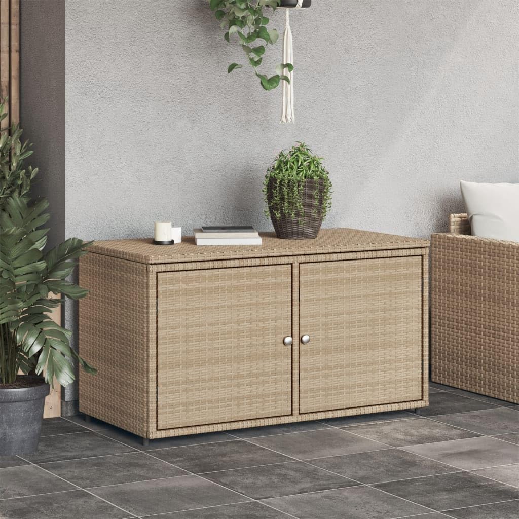 prissent Armoire de rangement de jardin, 110 x 55 x 60,5 cm, coffre pour jardin, coffre de jardin, fournitures de meubles de balcon, meubles de jardin, beige, rotin PE, acier