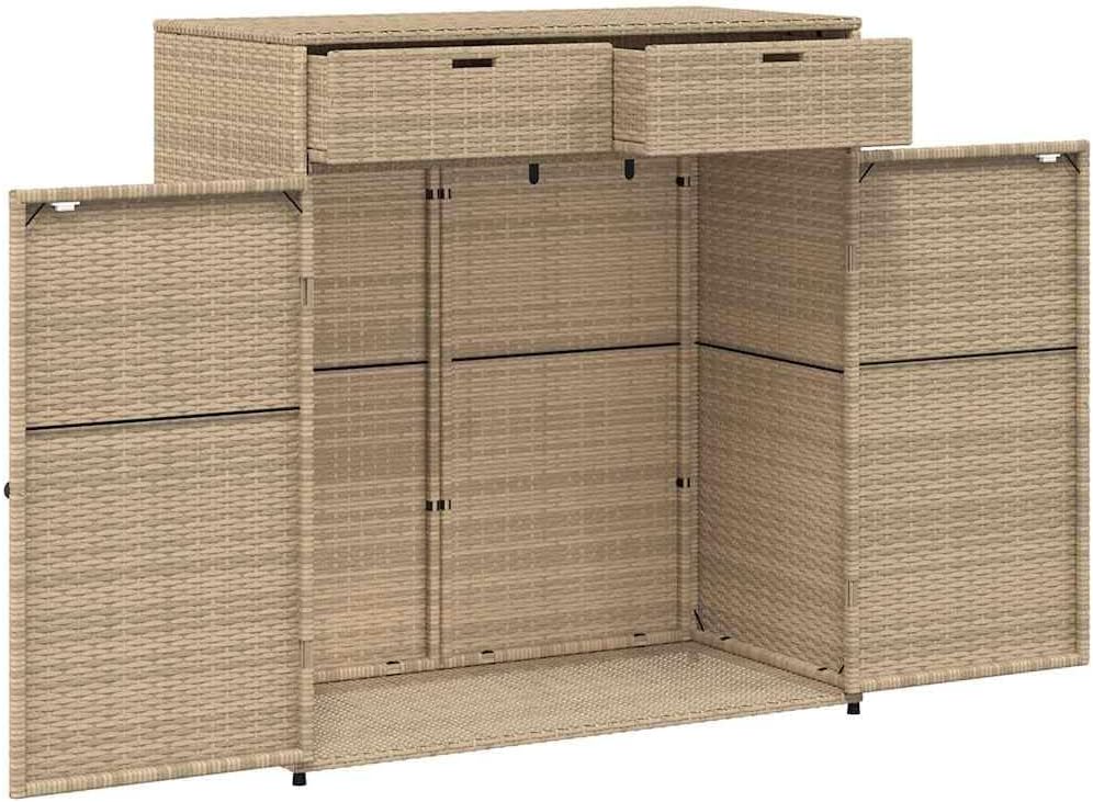 vidaXL Armoire de Rangement de Jardin, Organisateur de Terrasse avec Porte, Meuble d'Extérieur Patio Arrière-Cour, Gris Résine Tressée