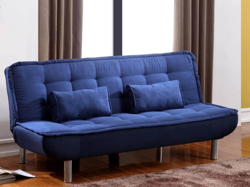 Vente-unique - Canapé Convertible clic-clac MISHAN en Tissu - Bleu - 3 Places