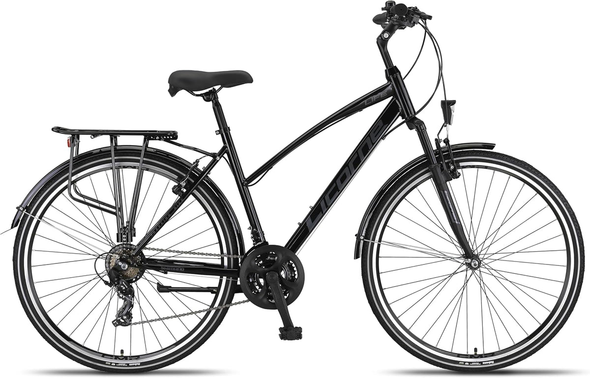 Licorne Bike Vélo de trekking de qualité supérieure de 28 pouces - Pour garçons, filles, femmes et hommes - Dérailleur Shimano 21 vitesses - VTT - Cross - Life-L-V.