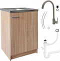 Stamar Sonoma Armoire d'évier de cuisine 60 cm avec robinet et siphon lave-vaisselle prêt à monter