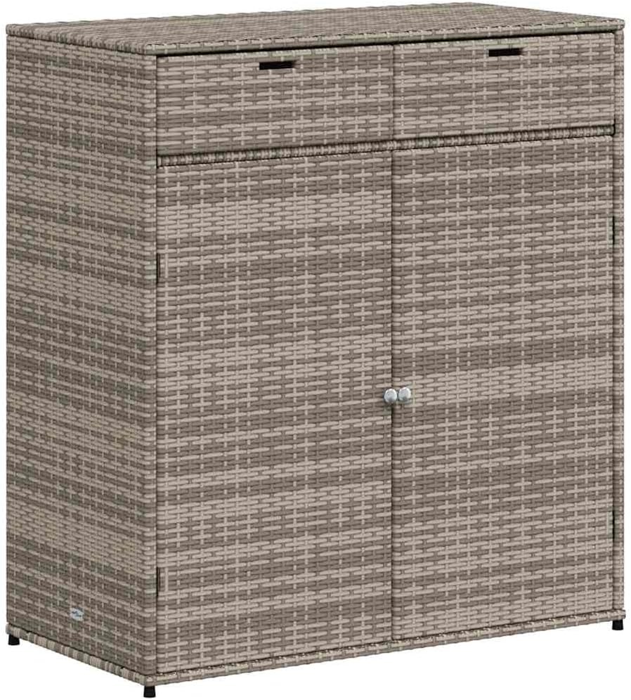 vidaXL Armoire de Rangement de Jardin, Organisateur de Terrasse avec Porte, Meuble d'Extérieur Patio Arrière-Cour, Gris Résine Tressée