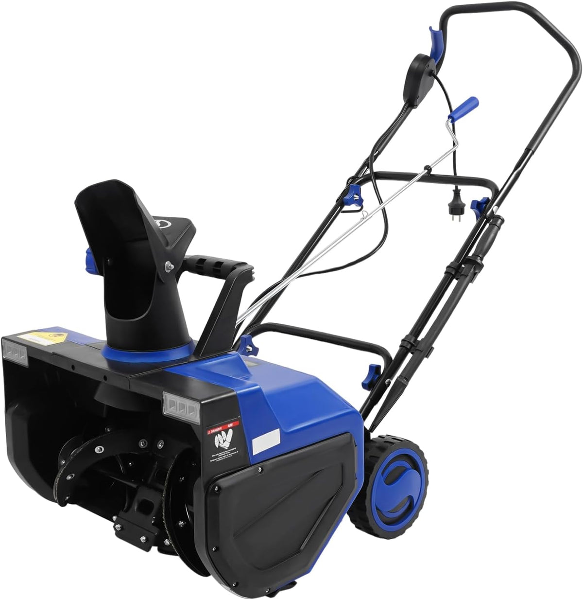 Fraise à neige électrique en acier au manganèse 2400 W avec rouleau à brosse en acier, balayeuse à neige avec toboggan réglable à 180°, appareil de déneigement électrique avec double lumières LED pour
