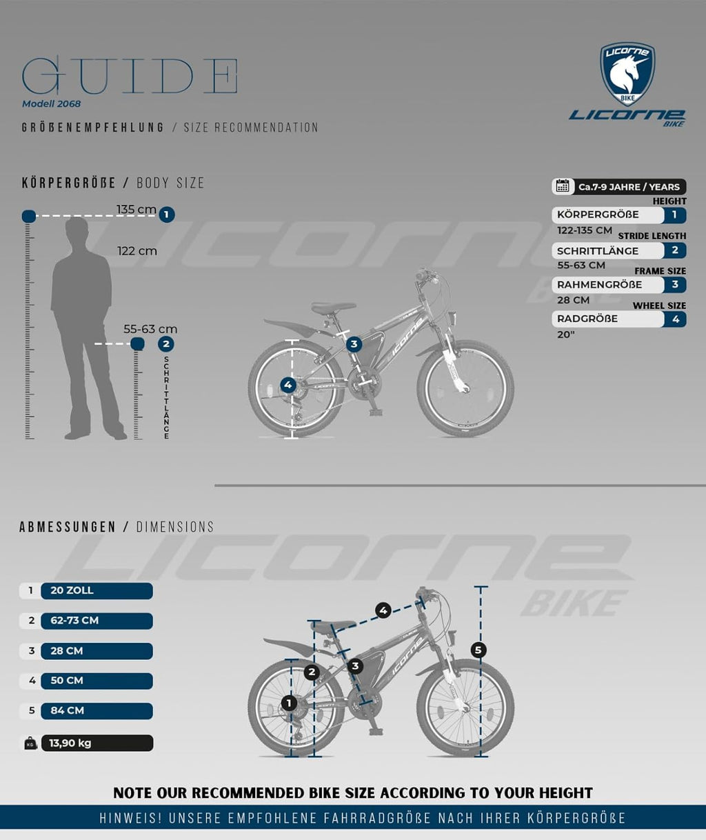 Licorne Bike Guide Vélo VTT haut de gamme pour filles, garçons, hommes et femmes Vélo avec dérailleur Shimano 21 vitesses