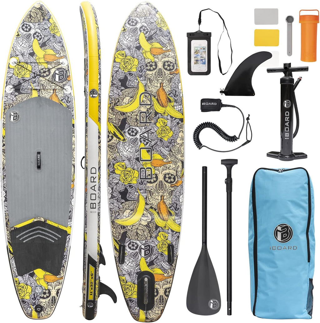iBOARD Planche à pagaie gonflable Planche de paddle 28,9 x 81,3 x 15,2 cm d'épaisseur Tous les accessoires à l'intérieur
