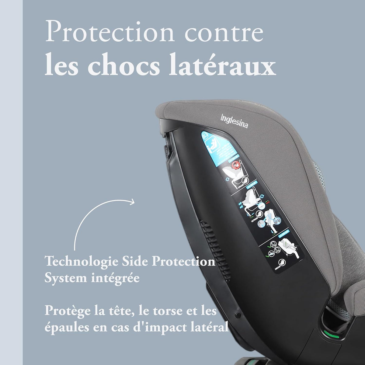 Inglesina Halley Pro, Noir, Siège Auto Pivotant 360° ISOFIX, de 0 à 12 Ans (40-150 cm), Inclinable et Respirant, Homologué ECE R129/03