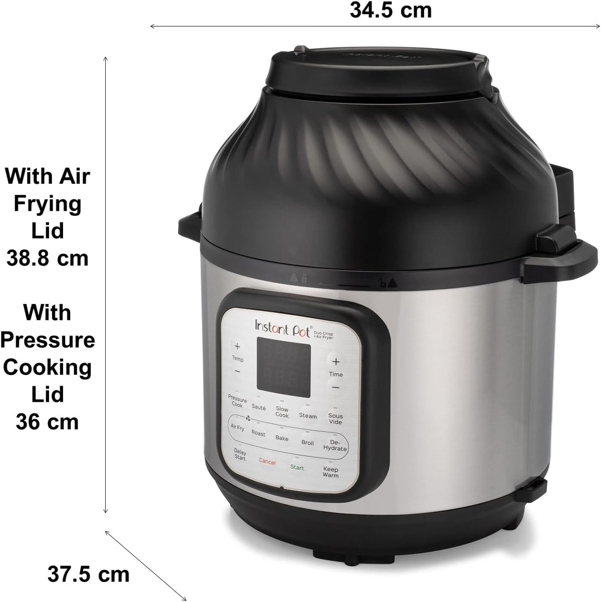 Instant Pot Multicuiseur 11 en 1 Duo Crisp + Air Fryer, 8 L : autocuiseur, friteuse à air, mijoteuse, cuiseur à vapeur, machine sous vide, déshydrateur avec gril, réchaud et fonctions de cuisson