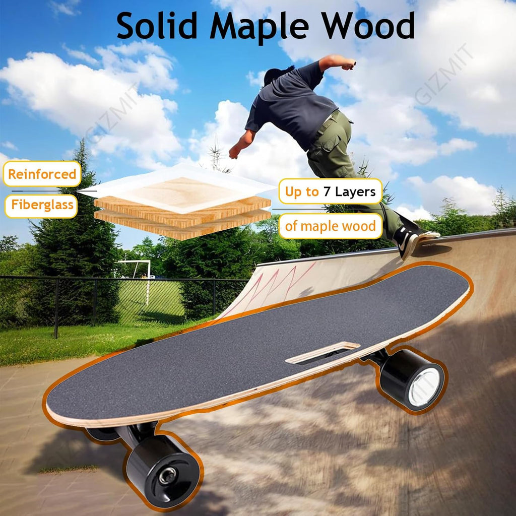 GIZMIT Skateboard électrique pour Adultes, Tout-Terrain, avec télécommande - Vitesse maximale de 24 km/h, autonomie de 13 km, idéal pour Adolescents et Adultes, Conception Robuste