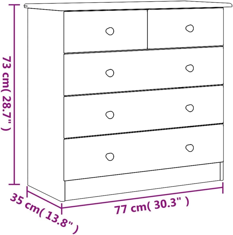 vidaXL Commode, Buffet avec Tiroir, Armoire Latérale, Meuble de Rangement Salon Chambre à Coucher Intérieur, Scandinave, Bois Massif de Pin
