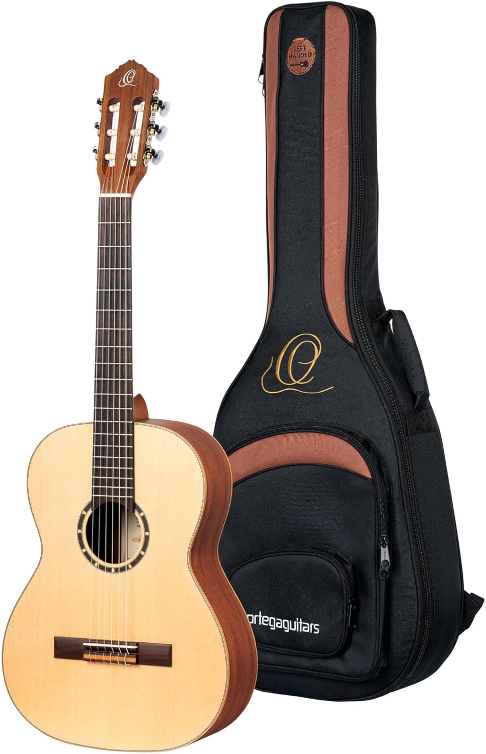 Ortega Guitars Guitare Classique Gaucher - 7/8 - Family Series - Housse Incluse - Épicéa / Acajou, Naturel R121-7/8-L