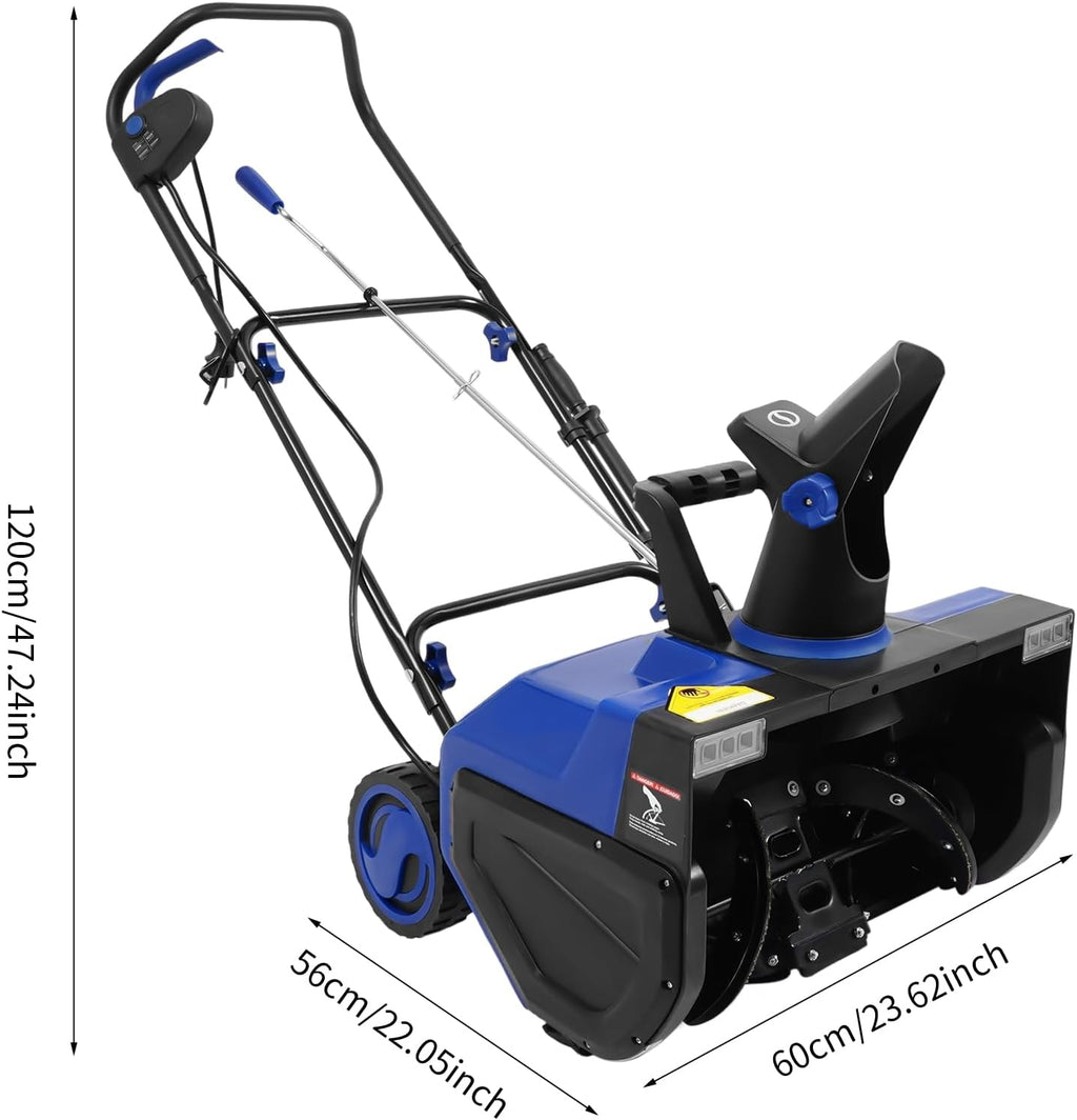 Fraise à neige électrique en acier au manganèse 2400 W avec rouleau à brosse en acier, balayeuse à neige avec toboggan réglable à 180°, appareil de déneigement électrique avec double lumières LED pour