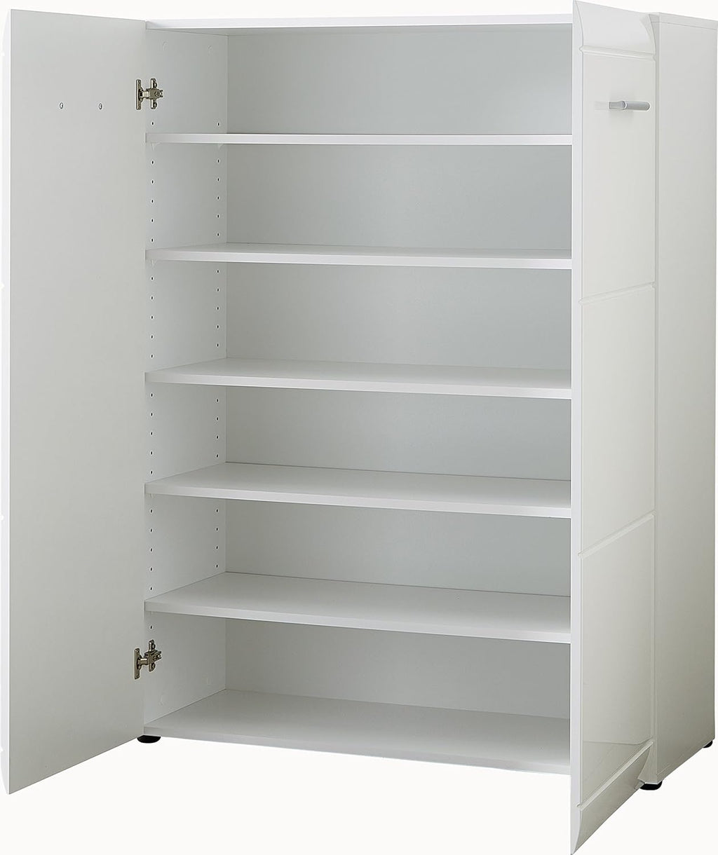 GERMANIA DIE MÖBELMACHER Meuble à Chaussures 3524-84 GW-Adana, en Blanc, façades Brillantes avec fraisage de rainures, 90 x 120 x 36 cm (l/h/p)
