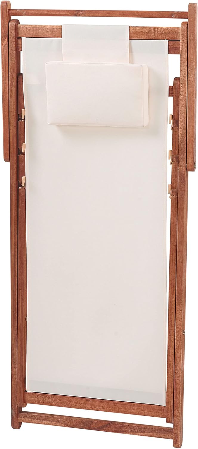 2 Chiliennes Pliantes avec Toiles de Remplacement en Bois Acacia Foncé Avellino