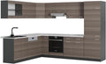 Vicco Cuisine en Angle R-Line, Gris Noble/Anthracite, 227x287cm, PT Marbre