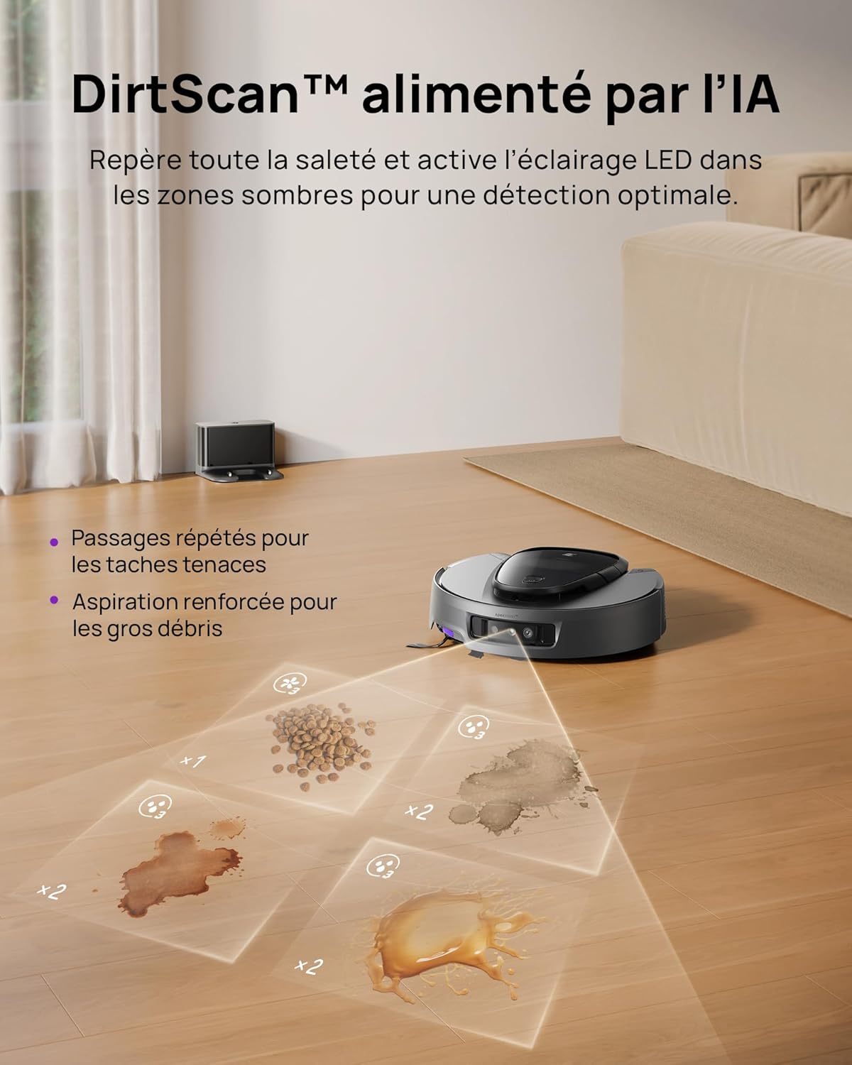 3i Robot aspirateur Laveur G10+, Compression silencieuse des débris, 60 Jours sans vidange, Serpillière et Brosse Extensibles, 18000 Pa, évitement d’Obstacles Digne d’Un Flagship