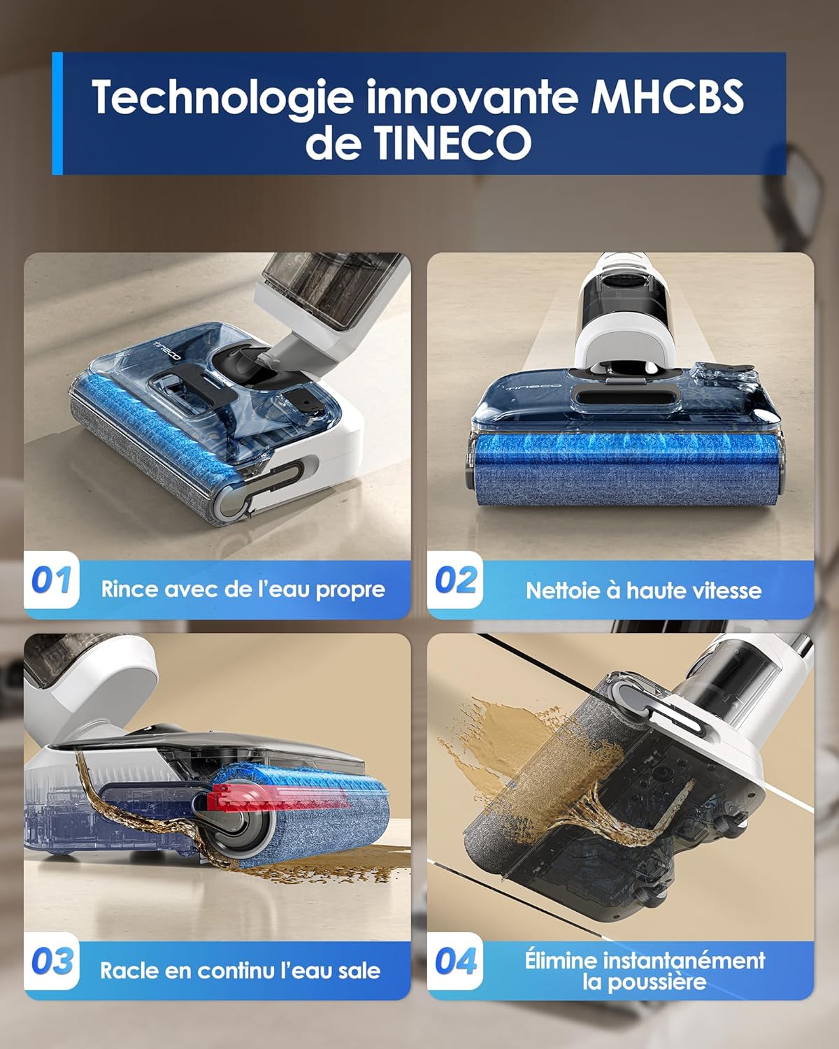 Tineco Floor One S6 Stretch Lite Aspirateur Laveur, Aspirateur Balai sans Fil, S’aplatit à 180°, Auto-Nettoyage, 40 Min d'autonomie, Nettoyage des Bords de 2 côtés
