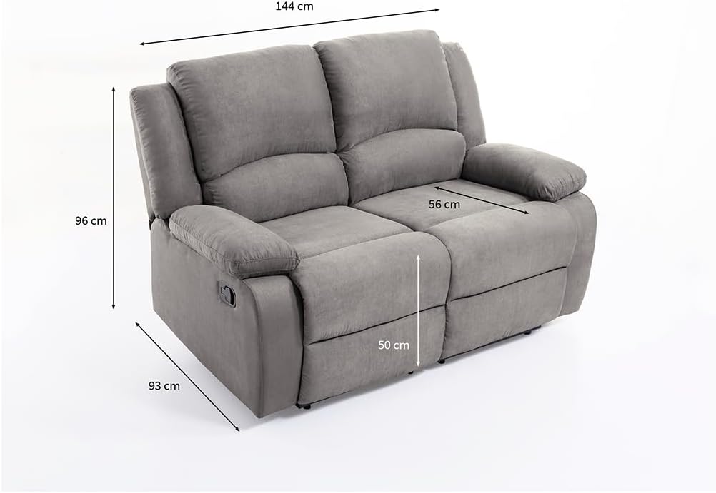 LOUNGITUDE - DETENTE - Canapé de Relaxation 2 Places en Microfibre - Gris