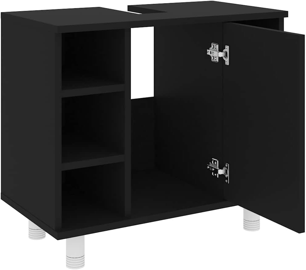 LLEZKBR Ensemble de meubles de salle de bain - Meuble de salle de bain - Noir - 60 x 32 x 53,5 cm - Bois d'ingénierie