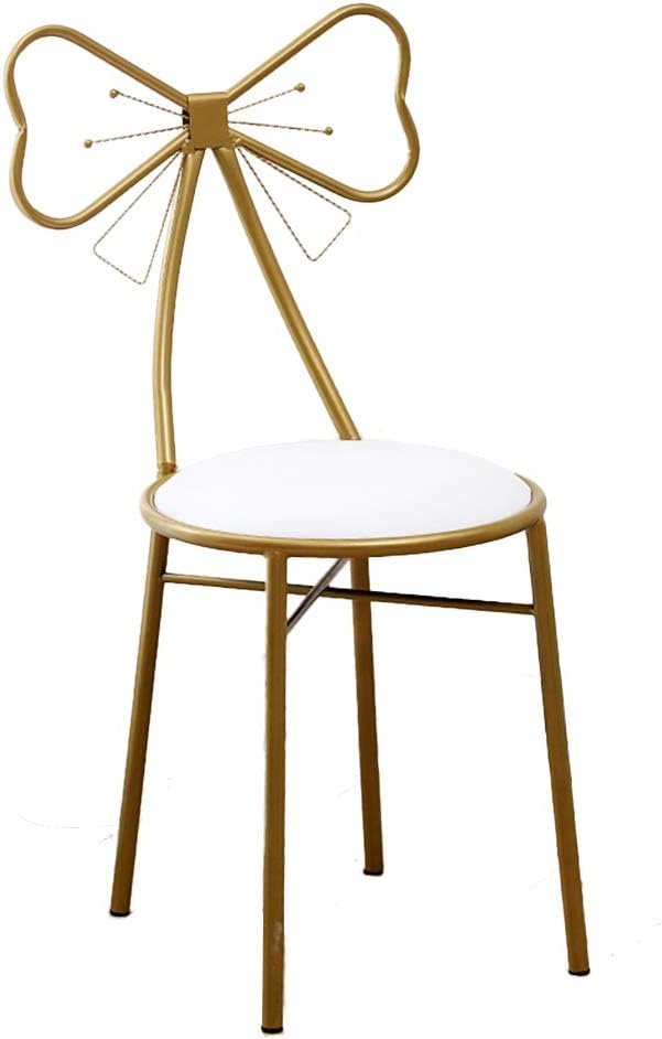 Tabouret de maquillage en forme de papillon en fer doré, chaise créative en cuir synthétique pour coiffeuse, meubles de salle à manger de 87 cm de hauteur, siège blanc élégant pour un usage domestique