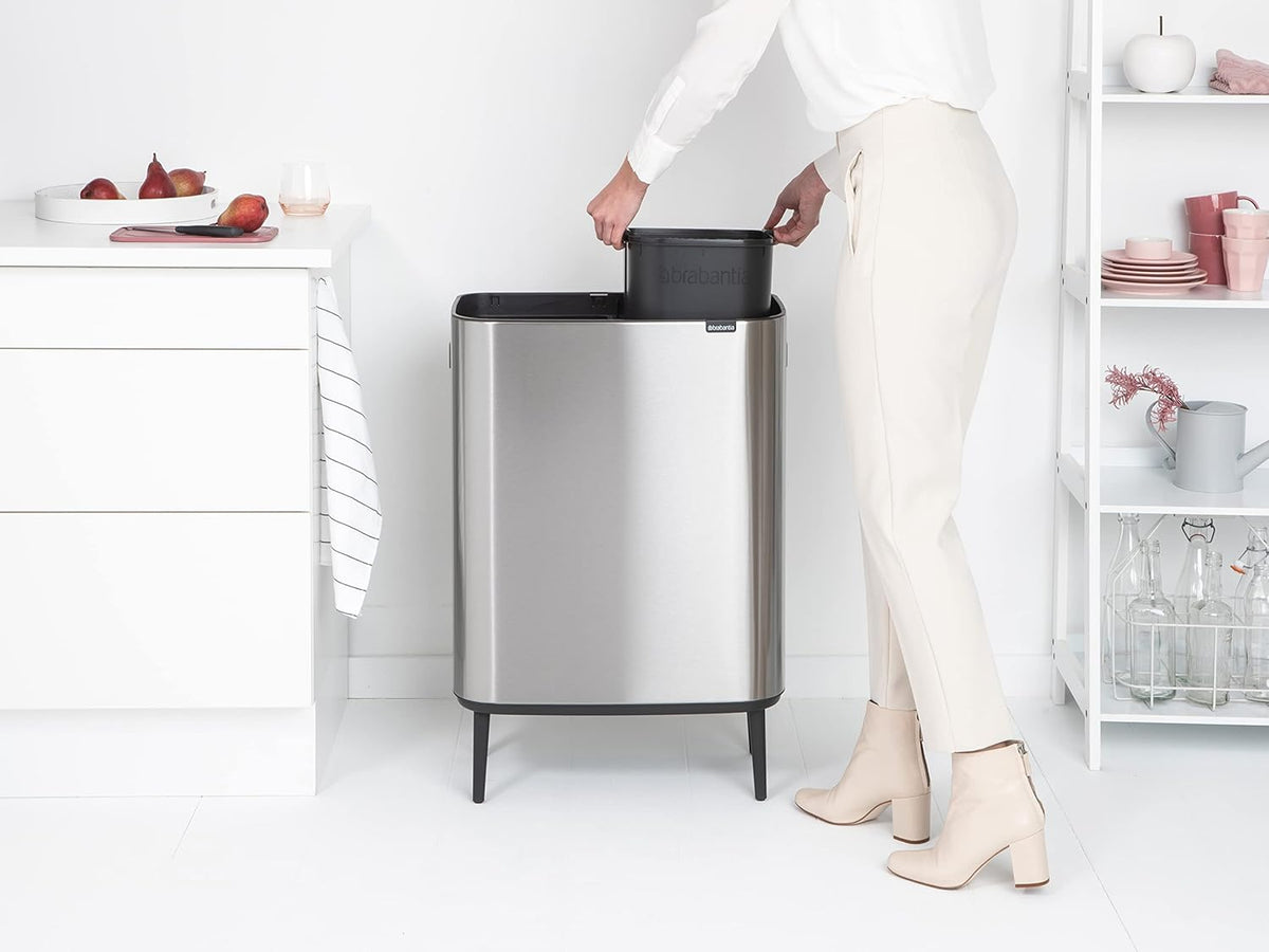 Brabantia - 130649 - Poubelle Bo Touch Bin Hi, 2x30L, Matt Steel Fingerprint Proof