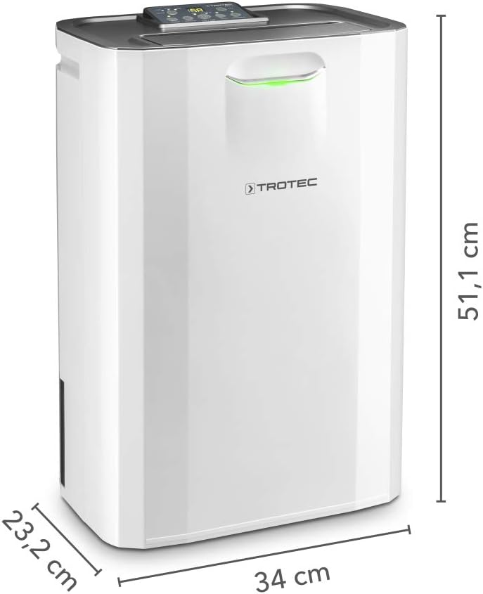 TROTEC Déshumidificateur Confort TTR 57 E | Capacité de déshumidification 9l/24h | Taille de locaux recommandée 50 m³