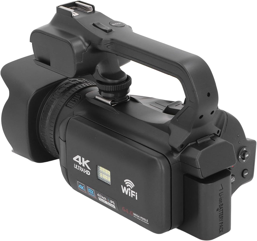 ciciglow Caméscope Numérique, Caméscope Vidéo WiFi à écran Tactile IPS de 4 Pouces avec Lumière de Remplissage à Distance pour la Photographie